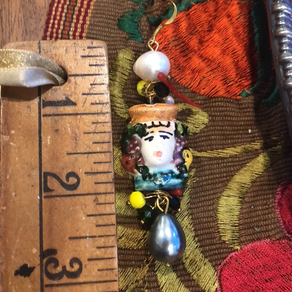 Sicilian Pierced Earrings of King & Queen of the Moors - Picture 8 of 9